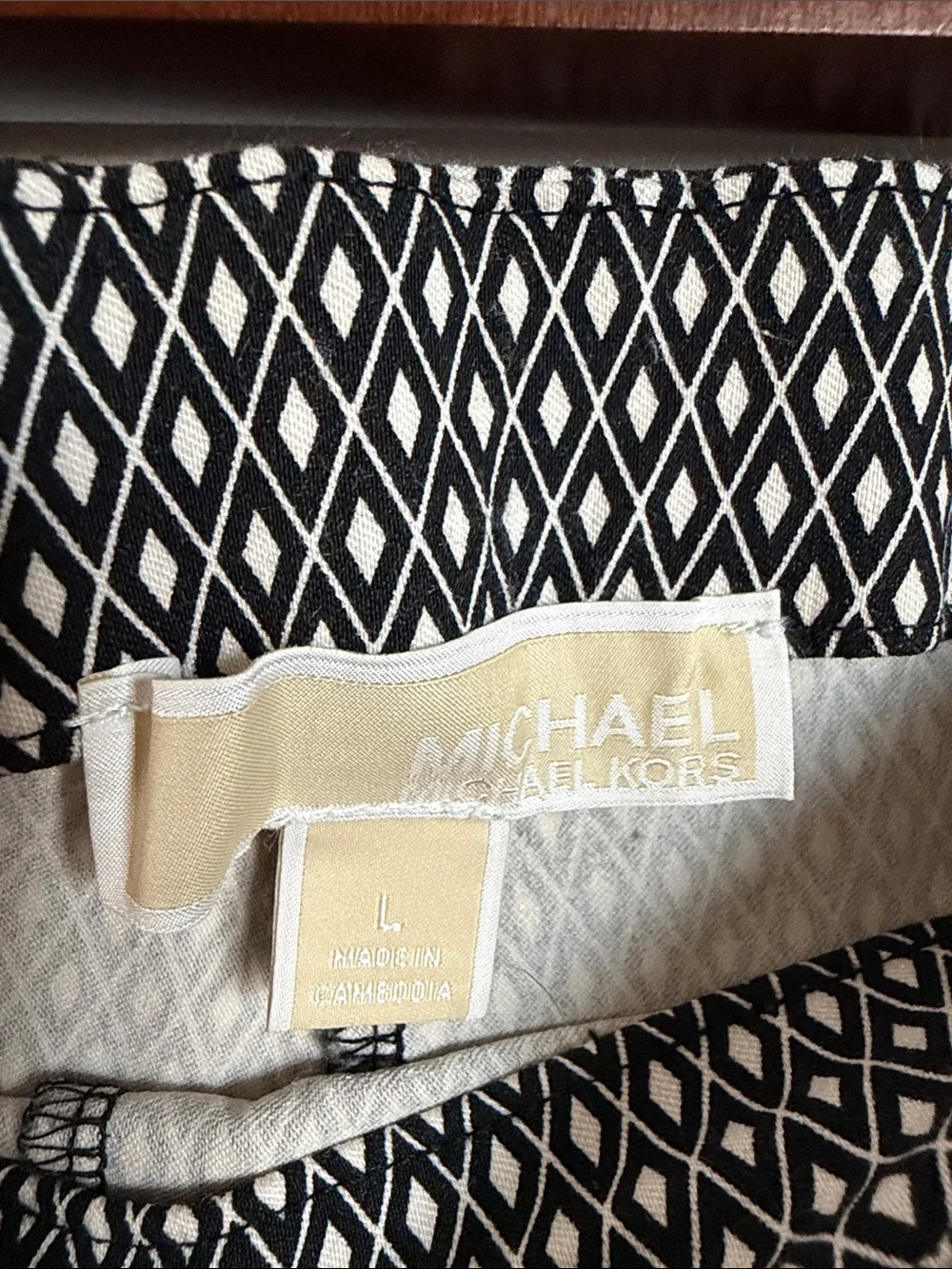 Michael Kors Black and White Geometric Ankle Pants Skinny Pull On Stretch Pants